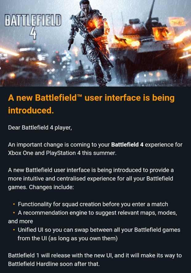 Los Battlefield cambiarán el aspecto de su interfaz este verano en consolas